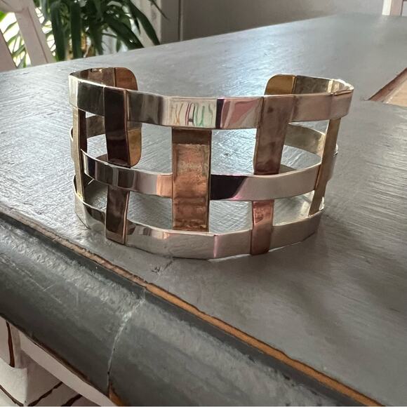 RLM Robert Lee Morris 925 Sterling Silver Copper Cuff Bracelet - Picture 13 of 15